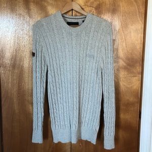 SUPERDRY Light Grey Cable Knit Sweater